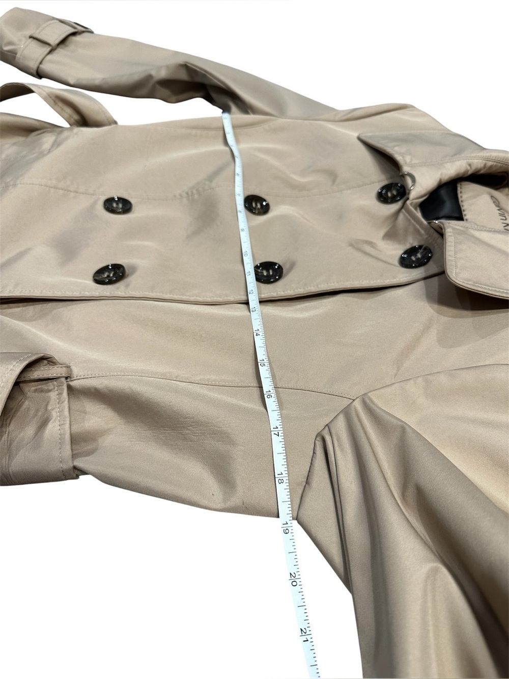 Calvin Klein Trench Coat Classic Double-Breasted Tan 90’s - Picture 12 of 12